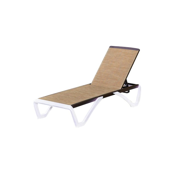 Cesicia Brown Adjustable Chaise Lounge Aluminum Outdoor Patio Lounge Chair All Weather 5-Position Recliner Chair