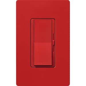 Diva Reverse-Phase Rocker Dimmer Switch, 250-Watt LED/Single Pole or 3-Way, Neutral Required, Signal Red