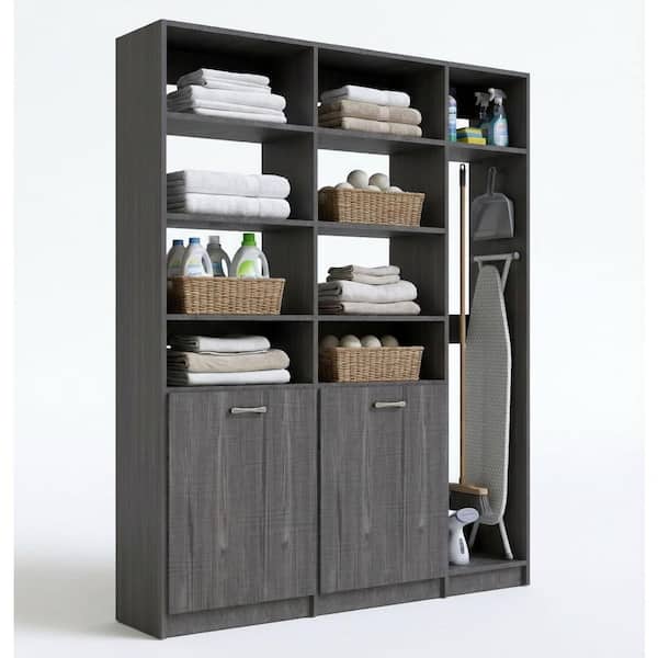 MODULAR CLOSETS Alto Laundry Room 63 in. W Grey 2-Shelf Tower with