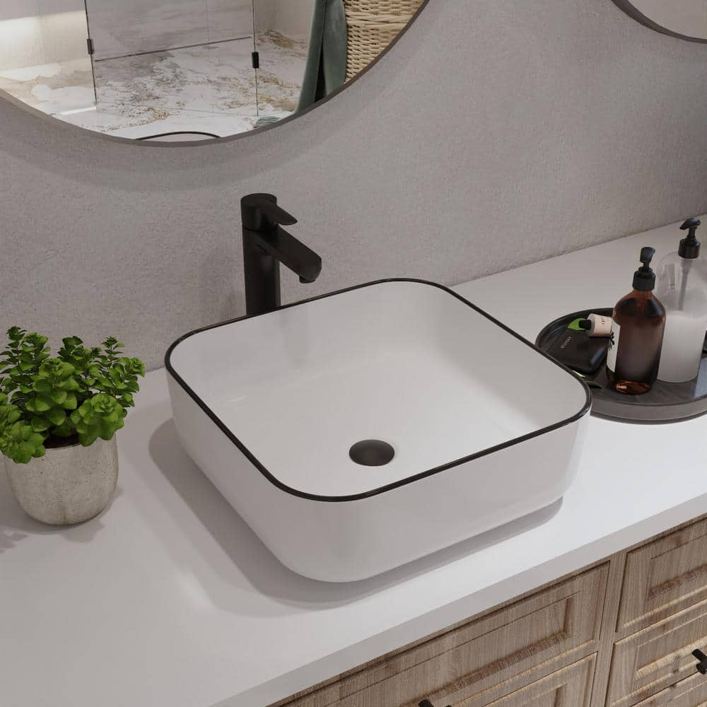 DEERVALLEY DeerValley Ace 15 In. Square Ceramic Vessel Bathroom Sink In ...