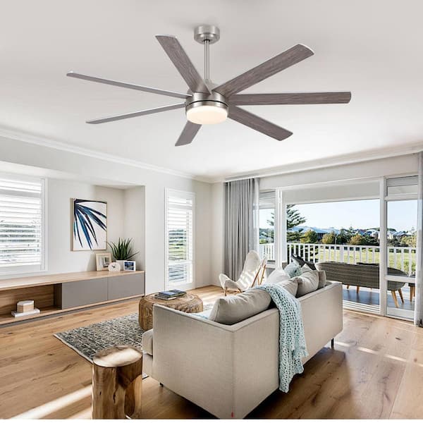 Sevenine Coastal 62 in. Smart Indoor Brushed Nickel Large Ceiling