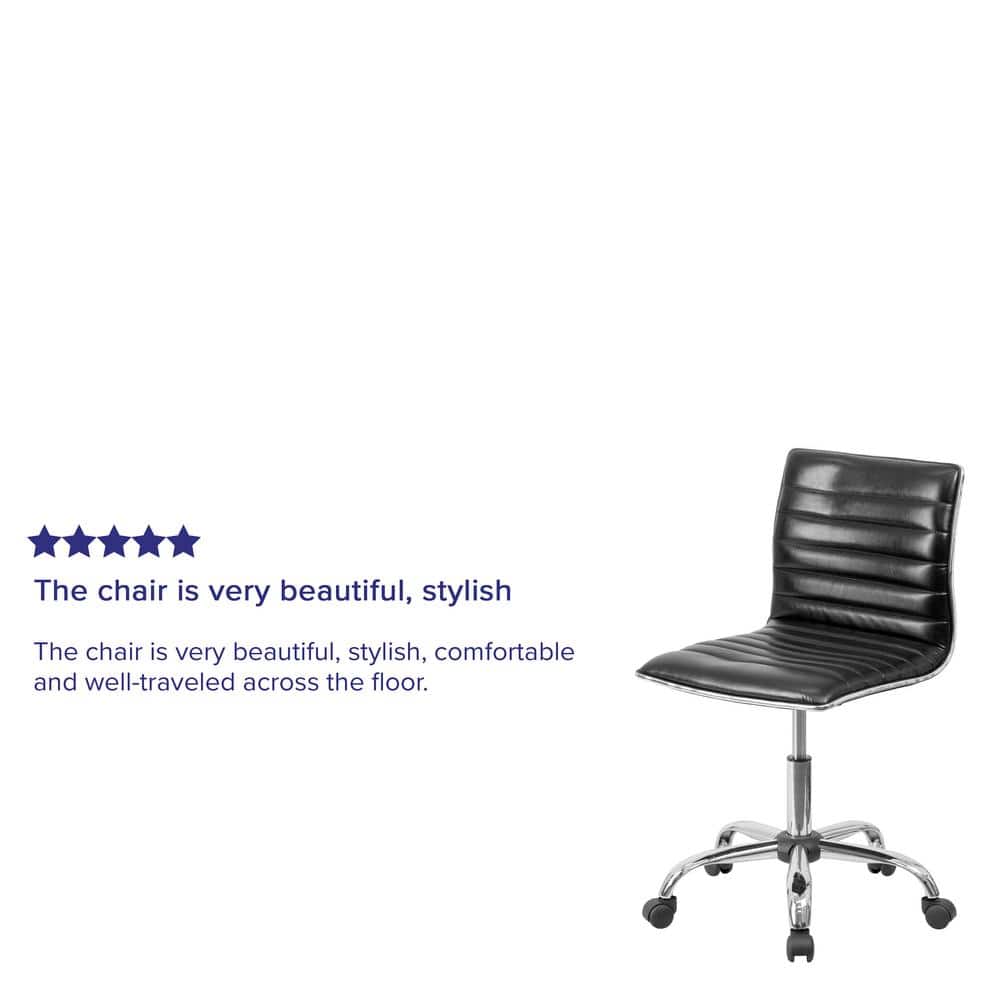 Alan Low Back Armless Black Vinyl Swivel Task Chair with Chrome Base