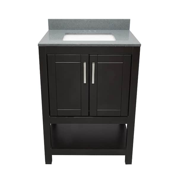 Ella Taos 25 in. W x 19. in D. x 36 in. H Bath Vanity in Espresso with Quartz Stone Galaxy Grey Top with White Basin
