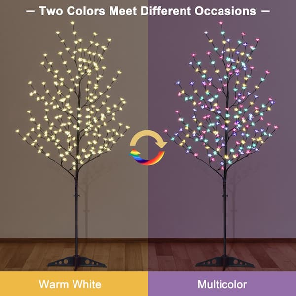 Lightshare 6 ft. Pre-Lit Cherry Blossom Artificial Christmas Tree with 208  Warm White to Multi-Color, Timer and Dimmer with Remote XTHS6FT-SS - The  Home Depot