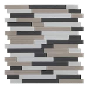 Placidity Mixed Grays 11.65 in. x 11.69 in. x 5 mm Glass Peel & Stick Wall Mosaic Tile (5.68 sq. ft./case)