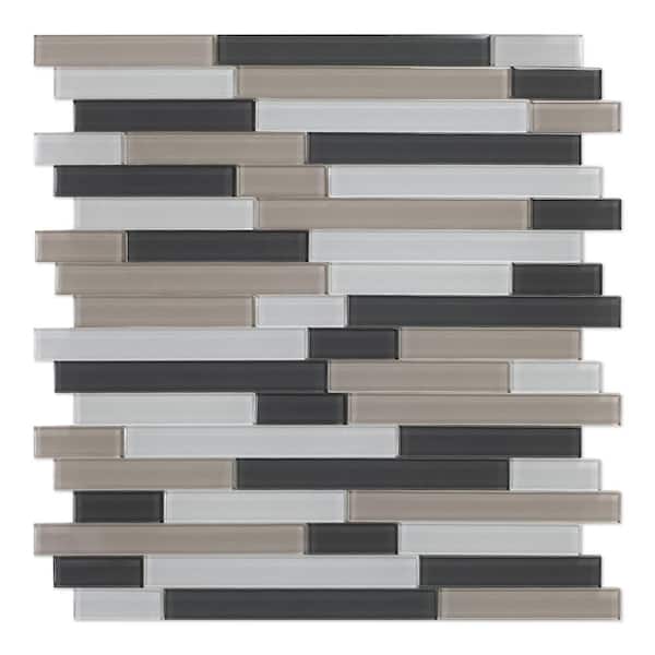 SpeedTiles Placidity Mixed Grays 11.65 in. x 11.69 in. x 5 mm Glass Peel & Stick Wall Mosaic Tile (5.68 sq. ft./case)