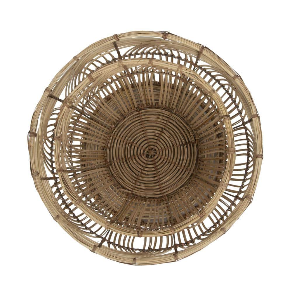 Boho Chic Round Rattan Storage Basket Duo