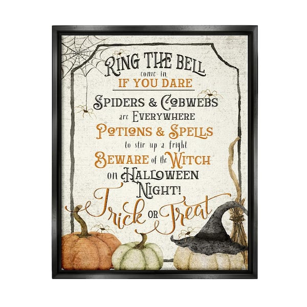 Stupell Industries Vintage Trick or Treat by Deane Beesley 1-Piece Floater Frame Graphic Print Typography Poster Art Print 21 in. x 17 in.