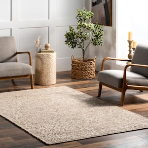 Ivanna Ivory 8 ft. x 10 ft. Solid Jute Area Rug