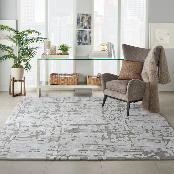 Symmetry Ivory/Taupe 8 ft. x 10 ft. Abstract Contemporary Area Rug