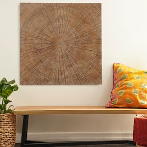 Wood Brown Handmade Radial Starburst Wall Decor