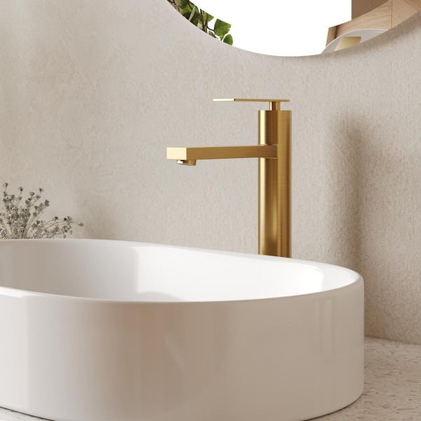 12 in. Faucet Height Single Handle Single Hole Bathroom Faucet 1.2 GPM Spot Resistant in Brushed Gold