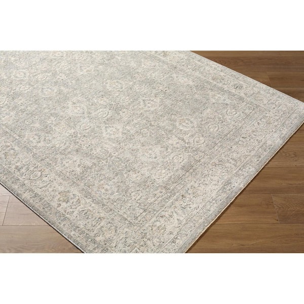 Poetry Sage Traditional Border 5 ft. 3 in. x 5 ft. 3 in. Area Rug
