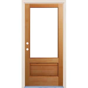36 in. x 80 in. 1 Panel Right-Hand/Inswing 3/4 Lite Clear Glass Unfinished Fir Wood Prehung Front Door
