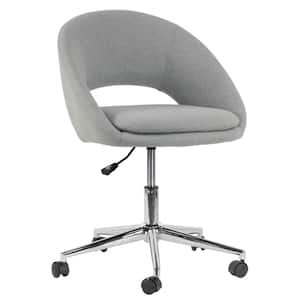 Aura Grey Fabric Upholstered Adjustable Height Swivel Office Chair with Wheel Base