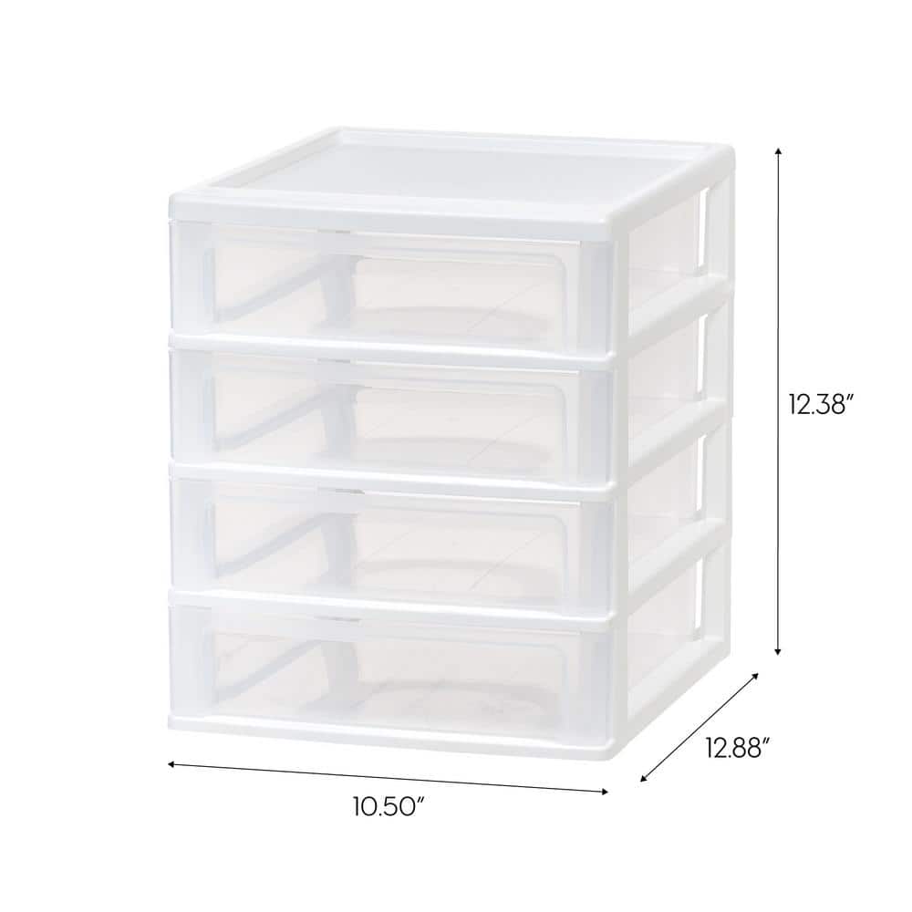 Small White Plastic 4-Drawer Stackable Organizer