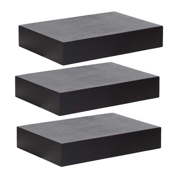 Kate and Laurel Havlock 12.00 in. W x 8.00 in. D Black MDF Floating Shelf Decorative Wall Shelf