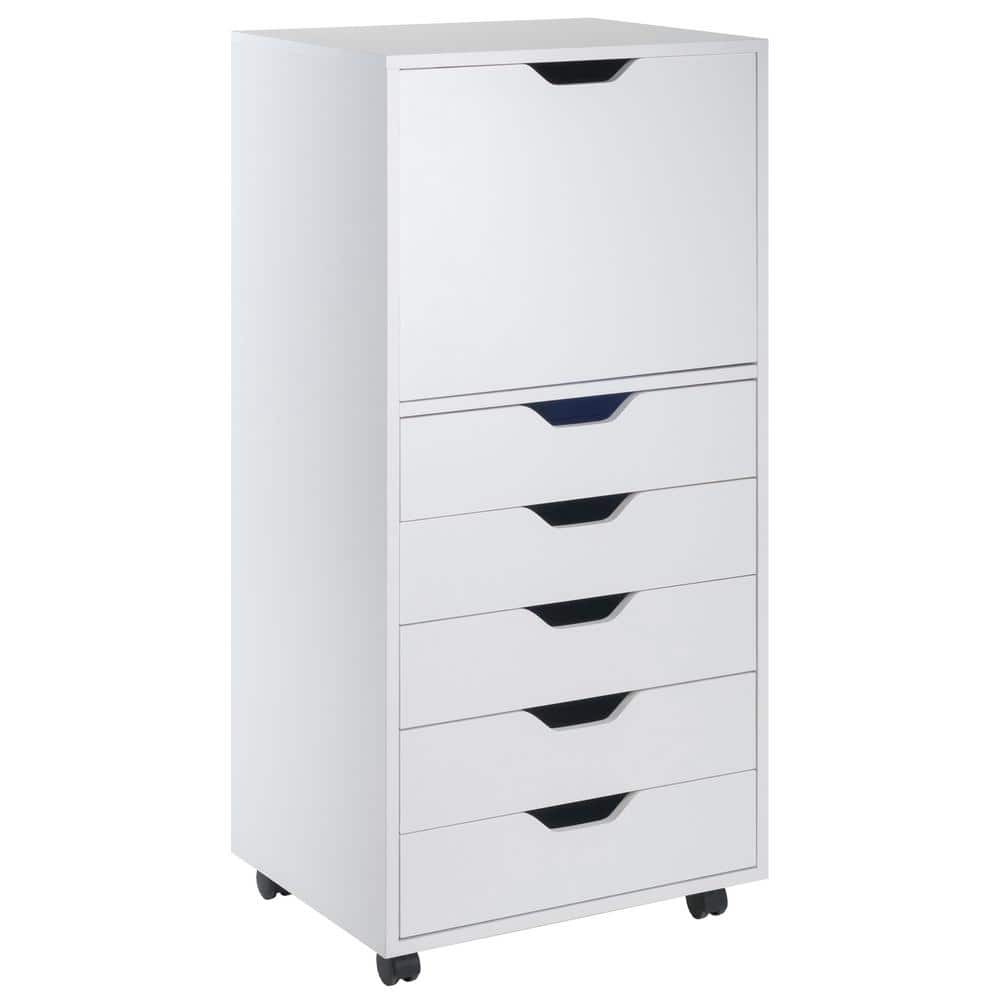 Halifax White 5-Drawer Mobile High Cabinet