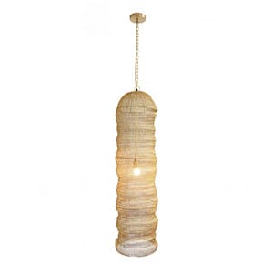 Tallulah 60-Watt 1 Gold Cone Mini Pendant Light with Woven Metal Shade and Incandescent
