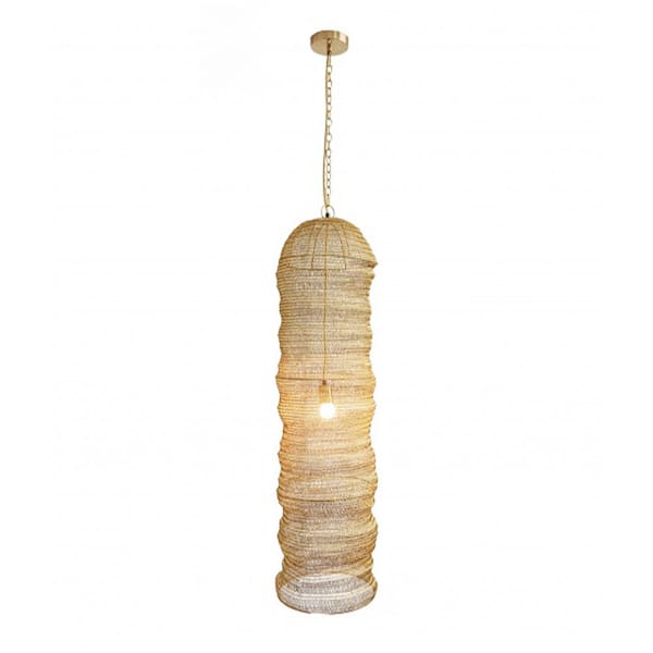 Unbranded Tallulah 60-Watt 1 Gold Cone Mini Pendant Light with Woven Metal Shade and Incandescent