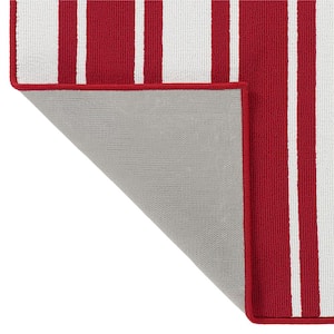 Tufted Red and White 2 ft. 2 in. x 6 ft. Gladwin Stripe Runner Rug