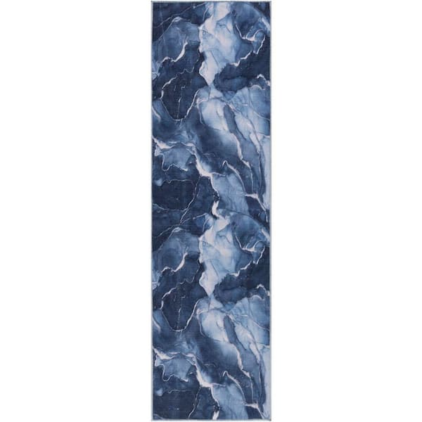 Nourison Daydream Navy Blue 2 ft. x 8 ft. Contemporary Runner Area Rug