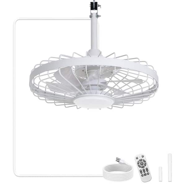 20 in. White Downrod Mount Waterproof Standard Caged Ceiling Fan with Light for Outdoor 3 CCT Dimmable Included APP