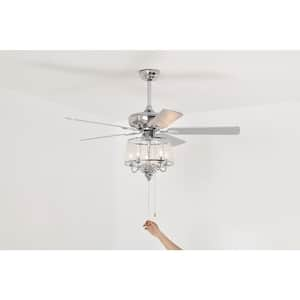 52 in. indoor Chrome Crystal Ceiling Fan with Light Kit and Reversible Motor