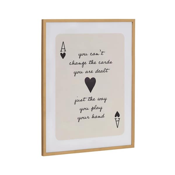 Kate and Laurel Gallery Ace of Heart Cards Positive Quote by the Creative Bunch Studio Gold Framed Art Print 16 in. x 20 in.