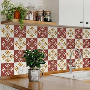 Brown and Beige R1017 4 in. x 4 in. Vinyl Peel and Stick Backsplash Tiles (24-Pack)