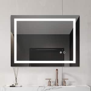 32 in. W x 24 in. H LED Lighted Rectangular Aluminum Framed Wall Bathroom Vanity Mirror in White