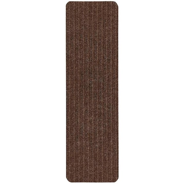 Old Brown 7 in. x 24 in. Indoor Carpet Stair Treads Slip Resistant Backing (Set of 15)