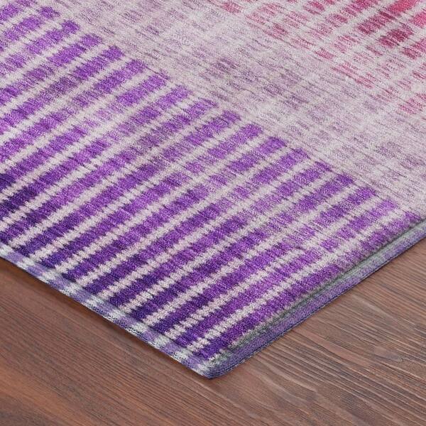 Mayfield Premium Machine Washable Abstract AMF2313 Purple 2 ft. x 3 ft. Accent Rug