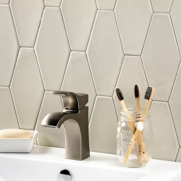 Birmingham Hexagon Dove Gray 4 in. x 8 in. 8mm Polished Ceramic Subway Tile (5.38 sq. ft. / box)