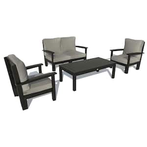 4-Piece Plastic Outdoor Loveseat, Set of Chairs and Conversation Table Bespoke Deep Seating with Cushions
