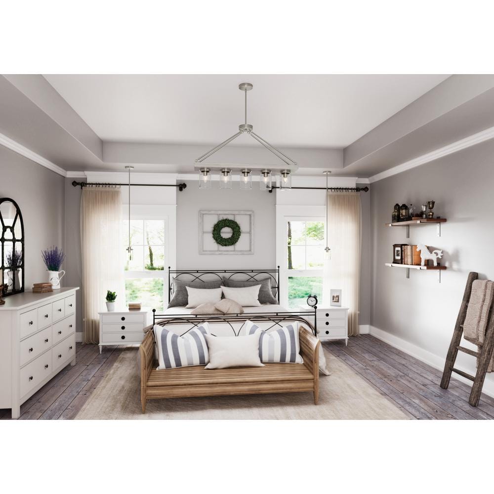 Rustic Farmhouse Mini Jar Pendant Light in Brushed Nickel