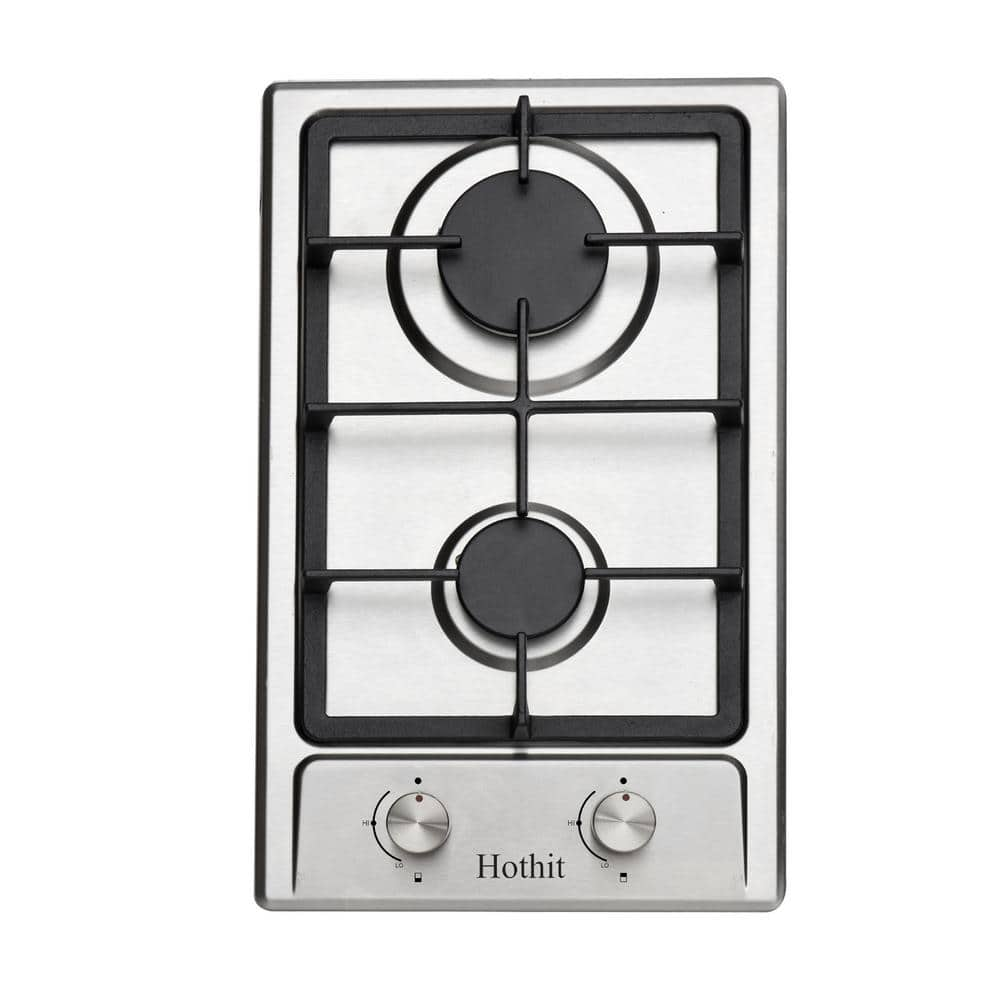 12 in. Built in Gas Stove Top in Stainless Steel with 2 Burner LPG NG Dual Fuel