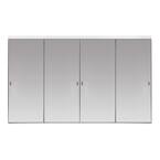 120 in. x 80 in. Polished Edge Backed Mirror Aluminum Frame Interior Closet Sliding Door with White Trim