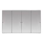 144 in. x 80 in. Polished Edge Backed Mirror Aluminum Frame Interior Closet Sliding Door with White Trim