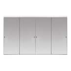 120 in. x 80 in. Beveled Edge Backed Mirror Aluminum Frame Interior Closet Sliding Door with White Trim