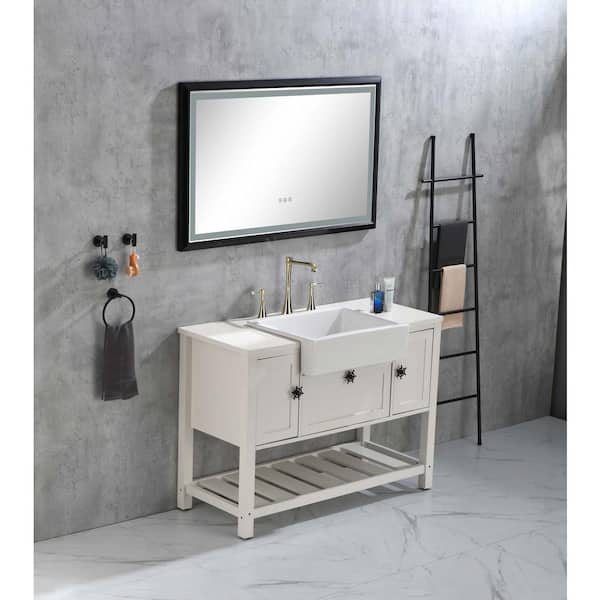 Lycvki 24 in. Drop-In Ceramic Bathroom Sink in White Apron Front