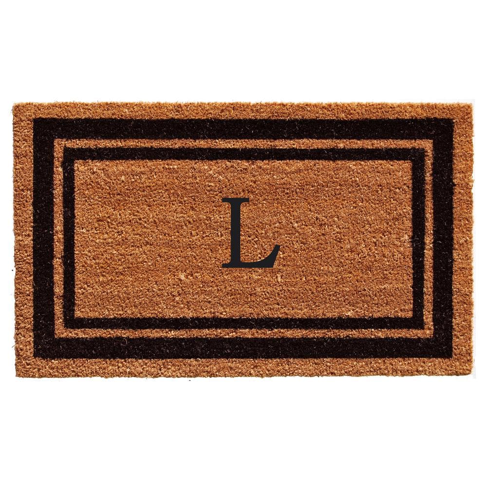 Black Border 30" x 48" Monogram Doormat (Letter L)