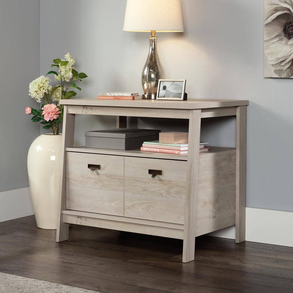 Chalked Chestnut Lockable Lateral File Cabinet with Open Shelf