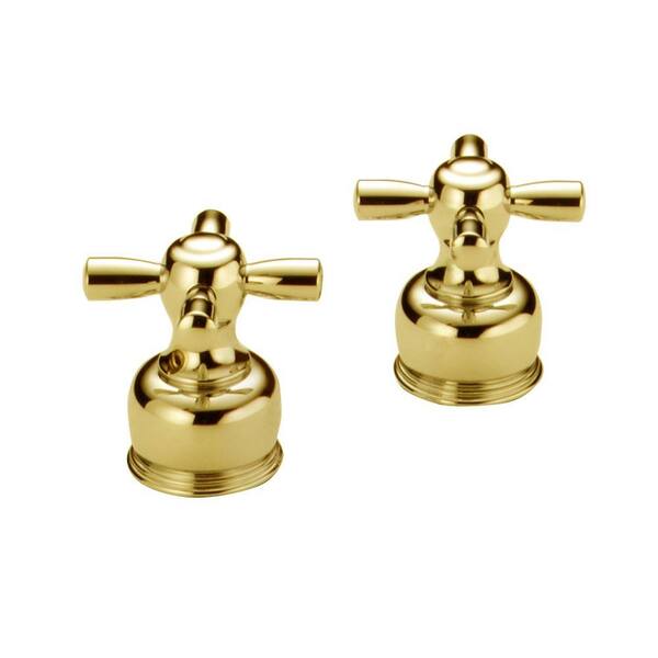 Delta Pair of Cross Handles in Polished Brass for 2-Handle Faucets-DISCONTINUED