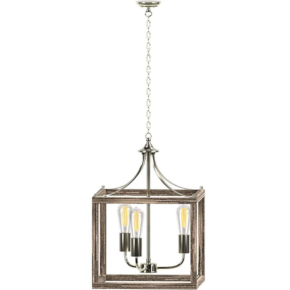 Farmhouse 3-Light Painted Distressed Wood and Nickel Accent Pendant Fixture price history on PriceWatchPro
