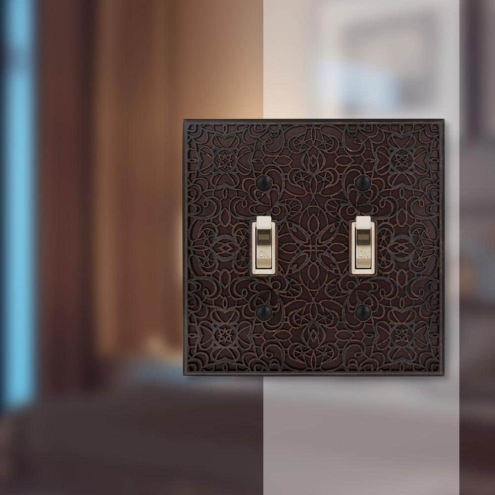 Amerelle 73TTDB Moderne Wallplate 2 Toggle Cast Metal Aged Bronze 1-Pack