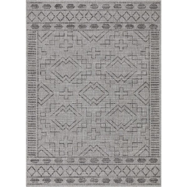 Well Woven Medusa Quay Grey 7 ft. 10 in. x 9 ft. 10 in. Indoor/Outdoor Area Rug