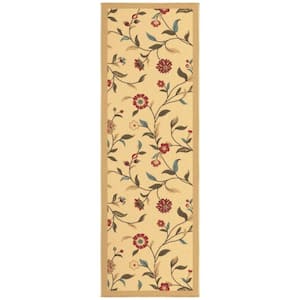 Ottohome Collection Non-Slip Rubberback Floral Leaves 2x5 Indoor Runner Rug, 1 ft. 8 in. x 4 ft. 11 in., Beige