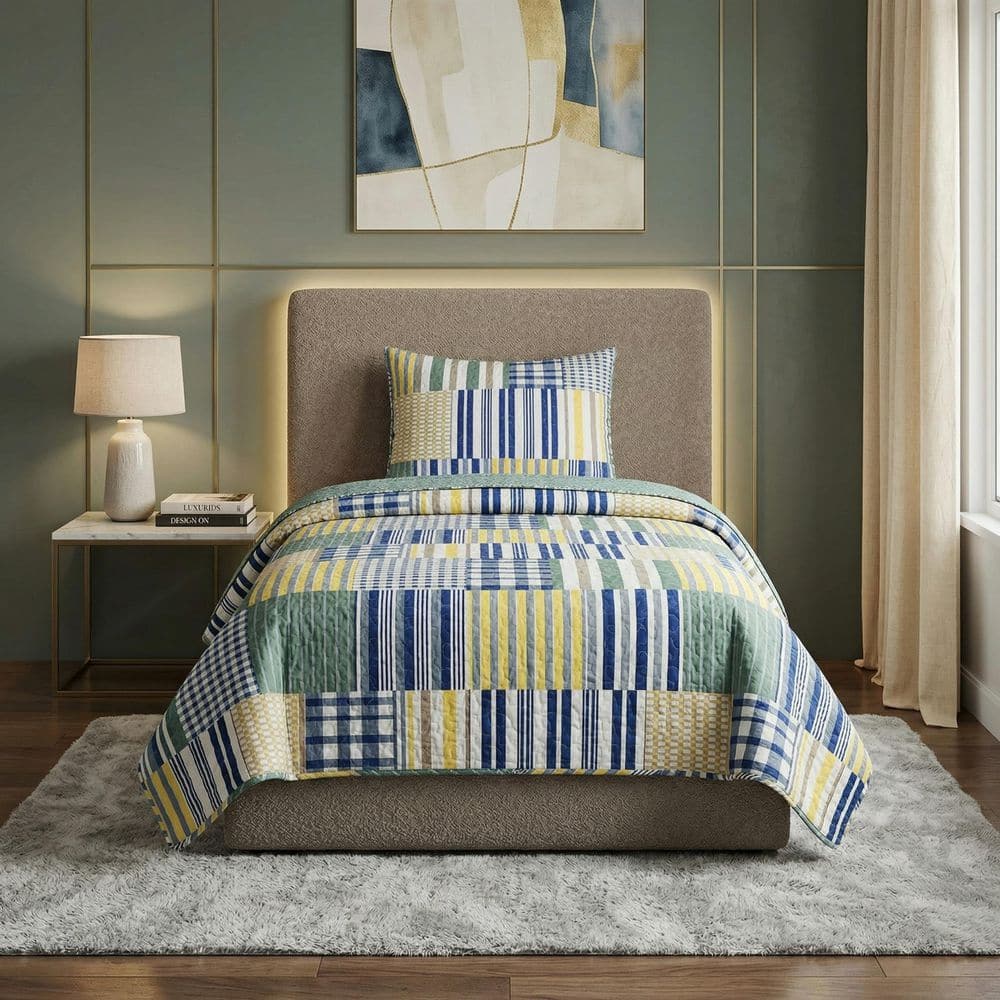 Lavish Home Lynsey 2-Piece Yellow Twin Quilt Set 66-10044-T - The
