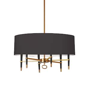 Langford 6-Light Vintage Bronze Chandelier with Laminated Fabric Shades